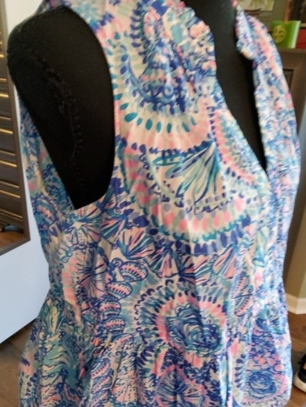 Lilly Pulitzer Blue Pink Paisley Floral Sleeveless Peplum Top Medium - Picture 3 of 13